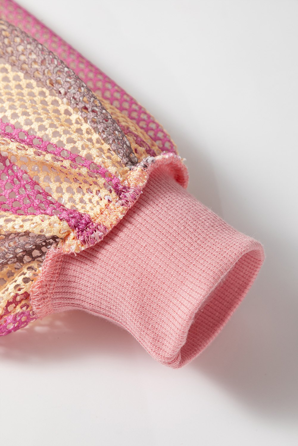 Patchwork à manches en filet à rayures en fleur – Image 6