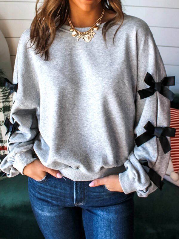 Sweat-shirt de cou rond à manche de gris gris clair