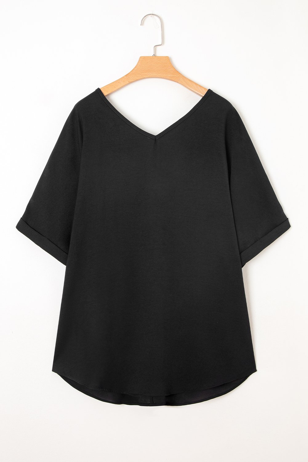 Black Soupked dos haut Hem Ve V manchette à couchet et t-shirt – Image 5