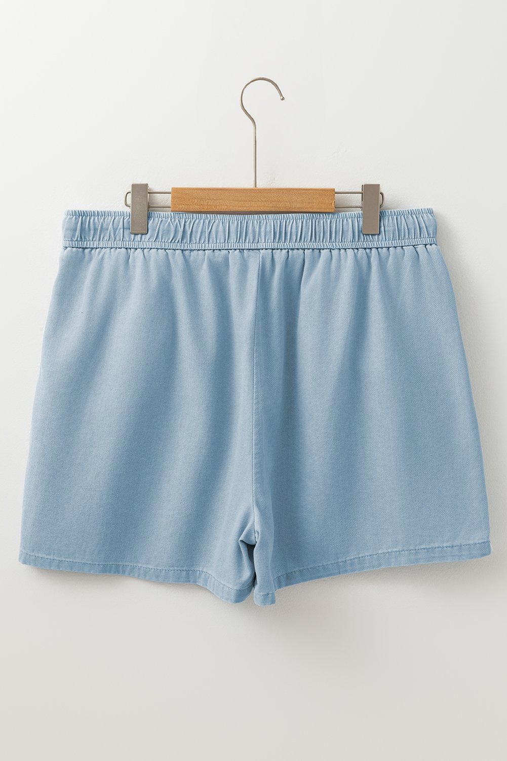 Beau Beau Blue Washed Chambray DrawString Elastic Affinet Plus Shorts de taille – Image 5
