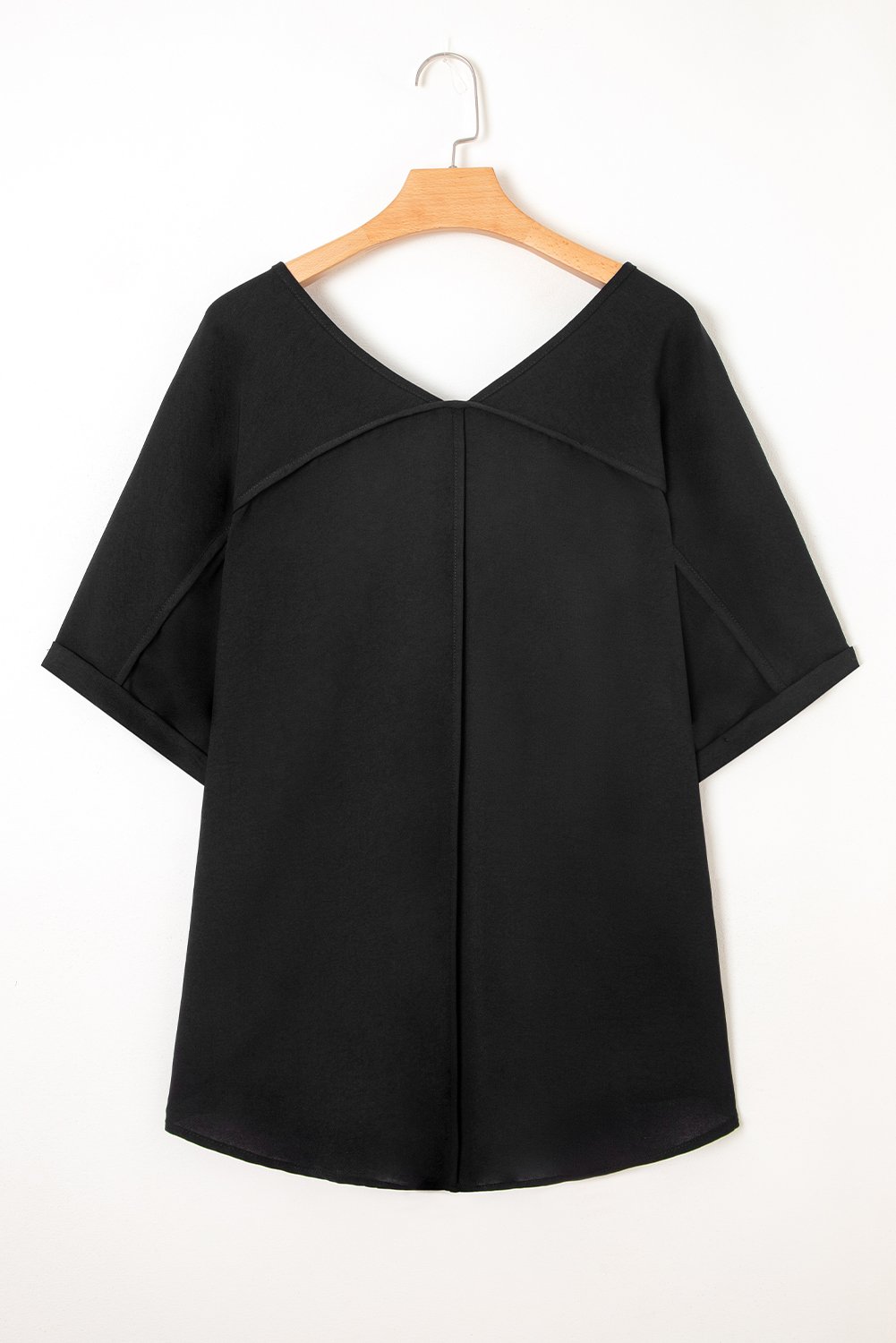 Black Soupked dos haut Hem Ve V manchette à couchet et t-shirt – Image 6