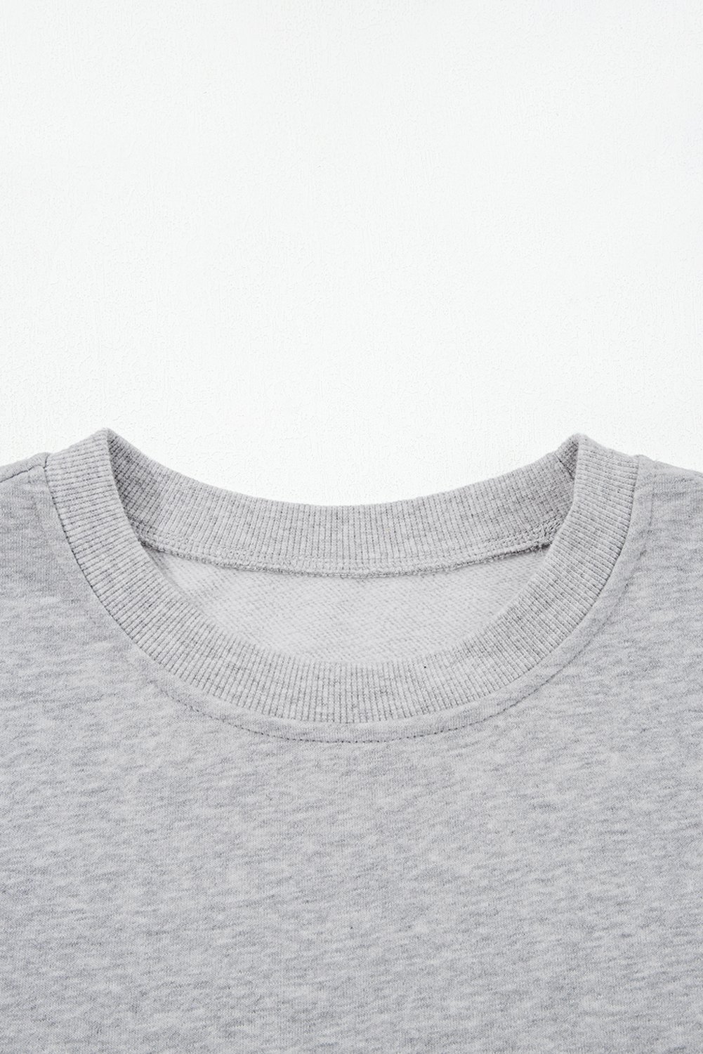 Sweat-shirt de cou rond à manche de gris gris clair – Image 6